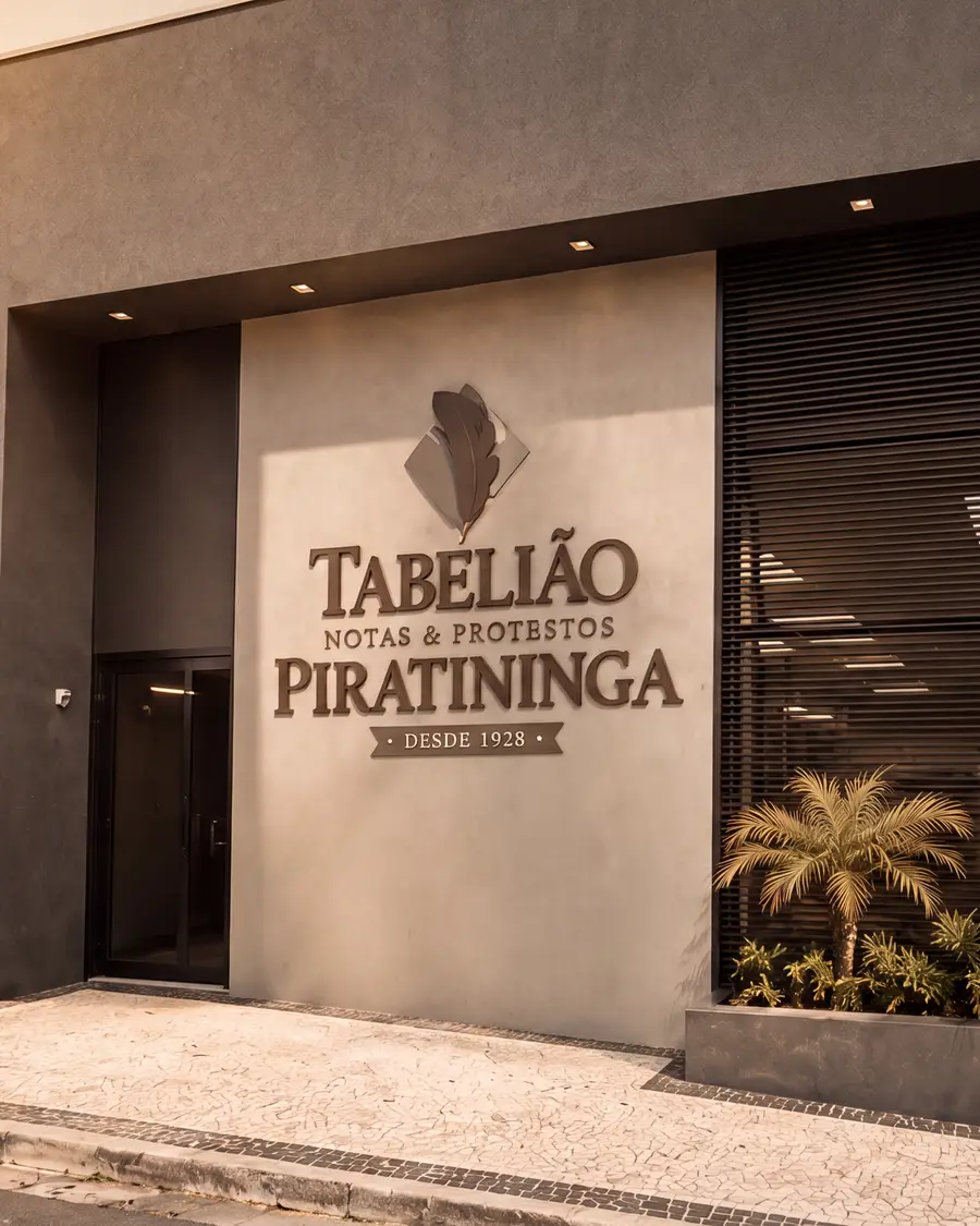 Entrada do Tabelionato de Piratininga, na Rua 25 de Janeiro, nº 40